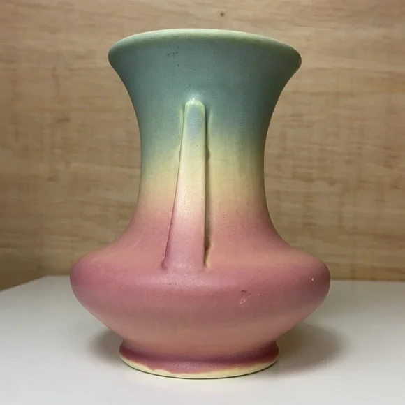 Vintage 🦄 Ombré Double Winged Bud Vase Pottery Planter Boho Home Decor Accent - Picture 3 of 16